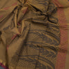 Chettinad Cotton Caramel Brown Thread Work Saree With Contrast Border