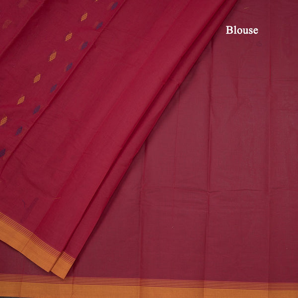 Chettinad Cotton Red Thread Work Saree With Contrast Border
