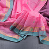 Chettinad Cotton Taffy Pink Thread Work Saree With Contrast Border