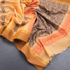 Chettinad Cotton Pastel Orange Thread Work Saree With Contrast Border