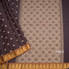 Chettinad Cotton Dark Brown Thread Work Saree With Contrast Border