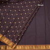 Chettinad Cotton Dark Brown Thread Work Saree With Contrast Border