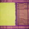 Gadwal Cotton Lime Green Saree With Zari Buttas And Temple Border Without Blouse
