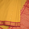 Gadwal Cotton Mustard Yellow Saree With Zari Buttas And Zari Border Without Blouse