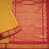 Gadwal Cotton Mustard Yellow Saree With Zari Buttas And Zari Border Without Blouse