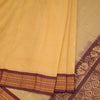 Gadwal Cotton Dark Sandal Saree With Zari Buttas And Zari Border Without Blouse