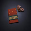 Gadwal Cotton Rust Orange Saree With Zari Buttas And Temple Border Without Blouse