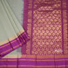 Gadwal Cotton Sage Green Thread Checked Saree With Rettapet Border Without Blouse