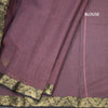Bengali Cotton Wine Colour Plain Saree With Zari Border