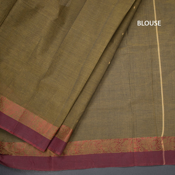Bengali Cotton Mehandi Green Thread Work Saree