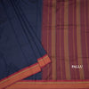 Dharwad Cotton Navy Blue Plain Saree 03