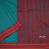 Dharwad Cotton Peacock Blue Checked Saree 02
