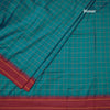 Dharwad Cotton Peacock Blue Checked Saree 02