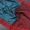 Dharwad Cotton Peacock Blue Checked Saree 02