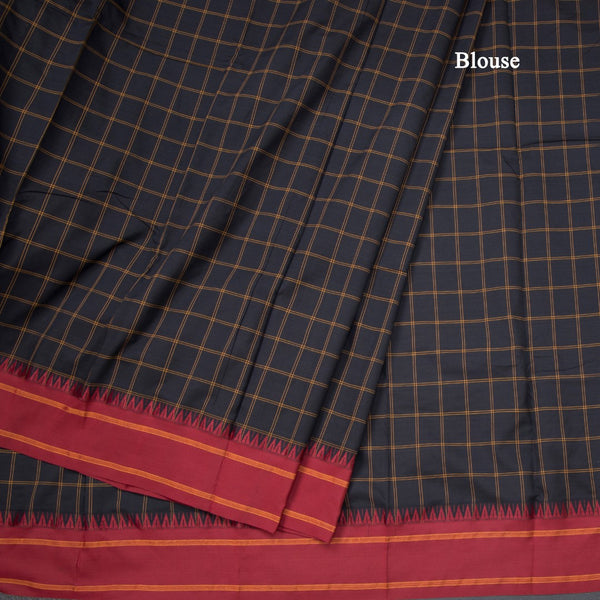 Dharwad Cotton Black Checked Saree