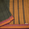 Dharwad Cotton Dark Green Striped Saree