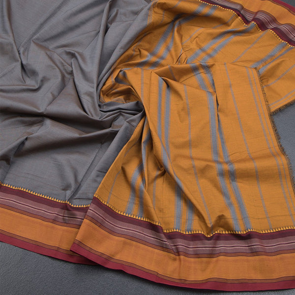 Dharwad Cotton Grey Striped Saree