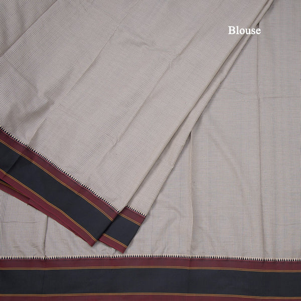 Dharwad Cotton Cream Micro Checked Saree 04