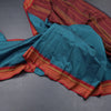 Dharwad Cotton Peacock Blue Plain Saree 03