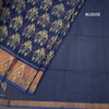 Dark Blue Pochampally Silk Cotton Ikkat Printed Saree 02