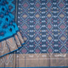 Sky Blue Pochampally Silk Cotton Ikkat Printed Saree 03