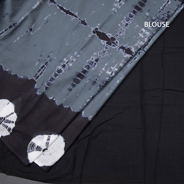 Mul Mul Cotton Grey Shibori Printed Saree