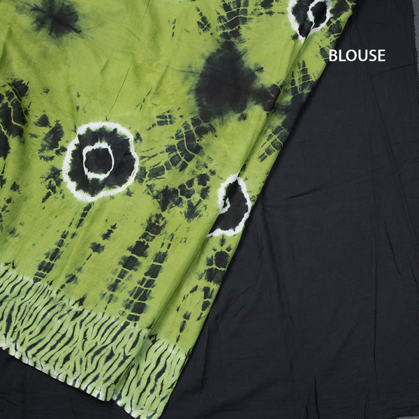 Mul Mul Cotton Parrot Green Shibori Printed Saree - Kumaran Silks