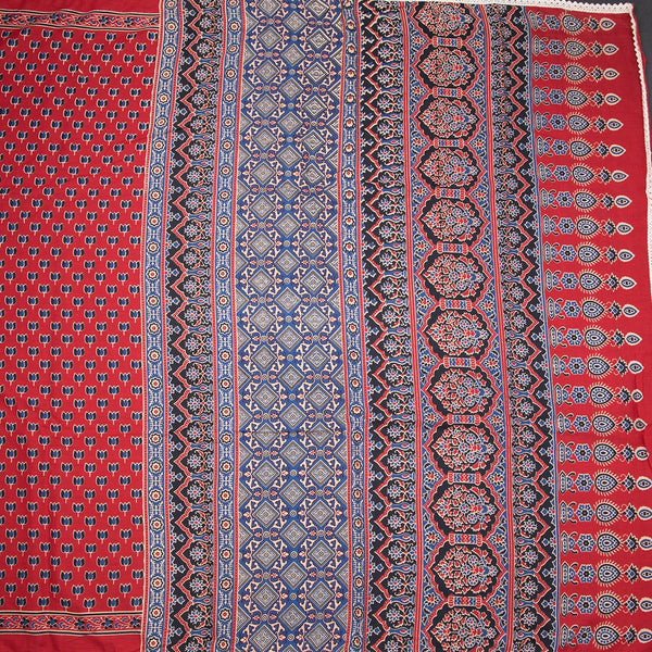 Mul Mul Cotton Red Floral Printed Saree