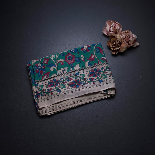 Kalamkari Cotton Silk Green Printed Saree
