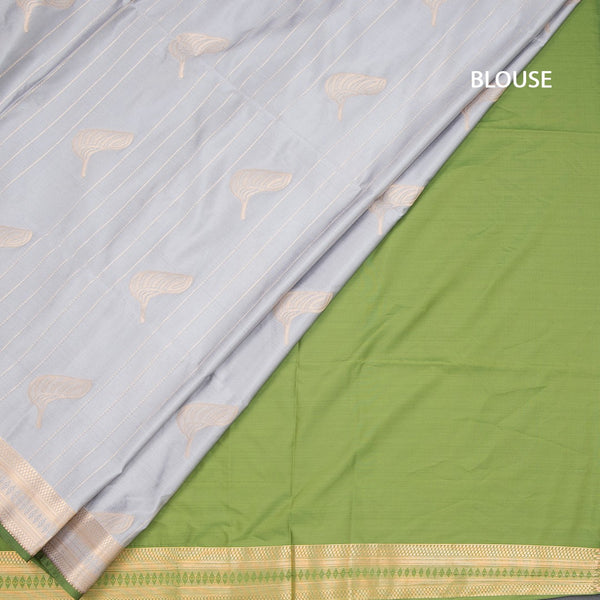 Semi Soft Silk Grey Zari Worked Saree 03
