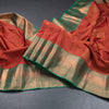 Semi Soft Silk Brick Red Zari Worked Saree