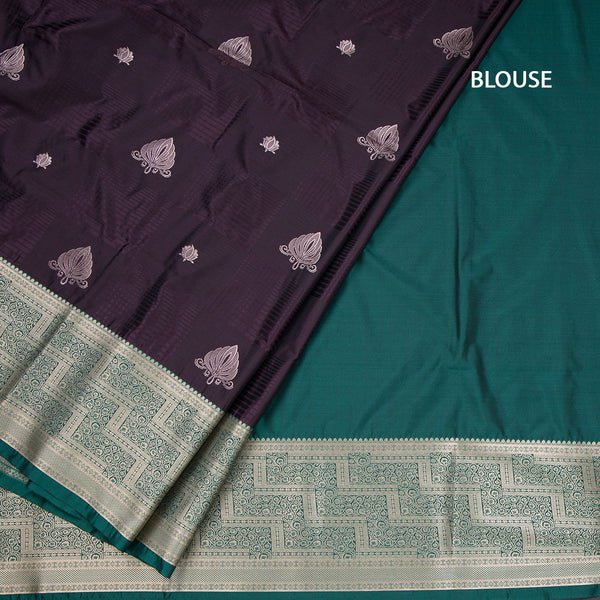 Semi Soft Silk Very Dark Purple Zari Worked Saree