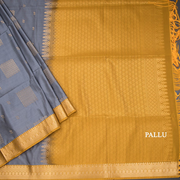 Semi Soft Silk Grey Zari Worked Saree 04