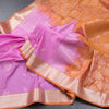 Semi Soft Silk Hot Pink Zari Worked Saree 04