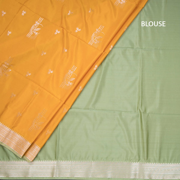 Semi Soft Silk Mango Yellow Zari Worked Saree