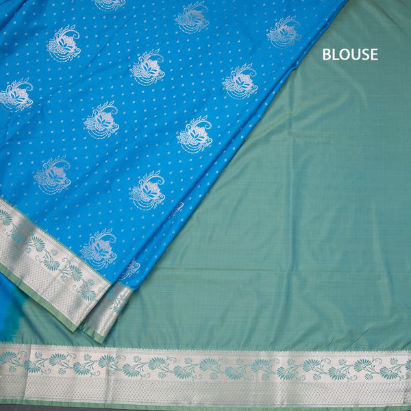 Semi Soft Silk Aqua Blue Zari Worked Saree