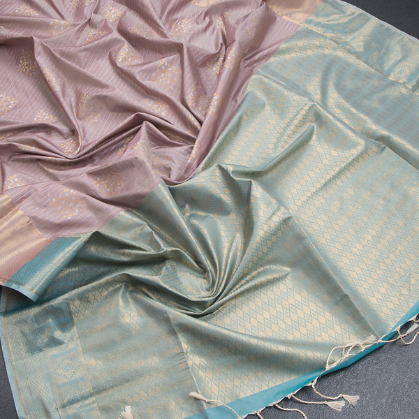 Semi Soft Silk Light Brown Zari Worked Saree 02