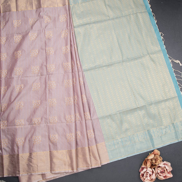Semi Soft Silk Light Brown Zari Worked Saree 02