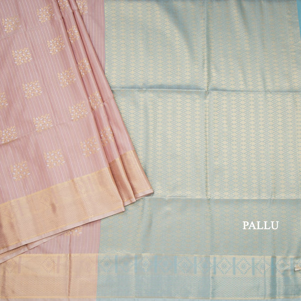 Semi Soft Silk Peach Zari Worked Saree 05