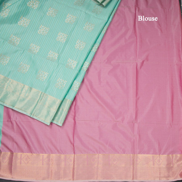 Semi Soft Silk Mint Green Zari Worked Saree 04