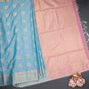 Semi Soft Silk Powder Blue Zari Worked Saree 02