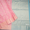 Semi Soft Silk Rose Pink Zari Worked Saree