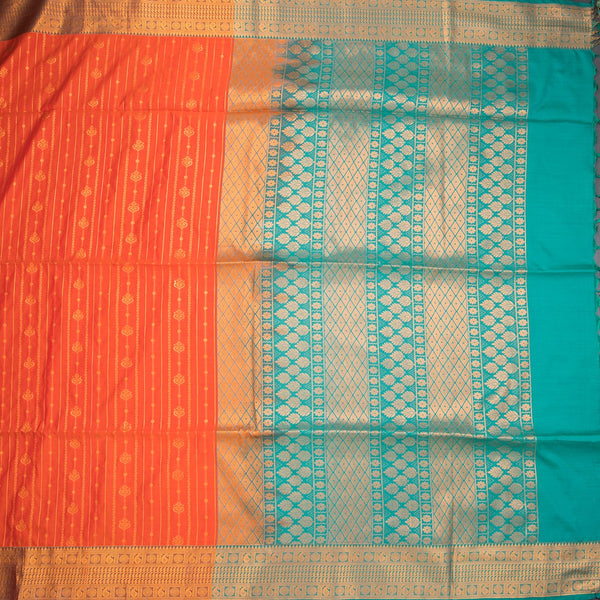 Semi Soft Silk Dark Orange Zari Worked Saree