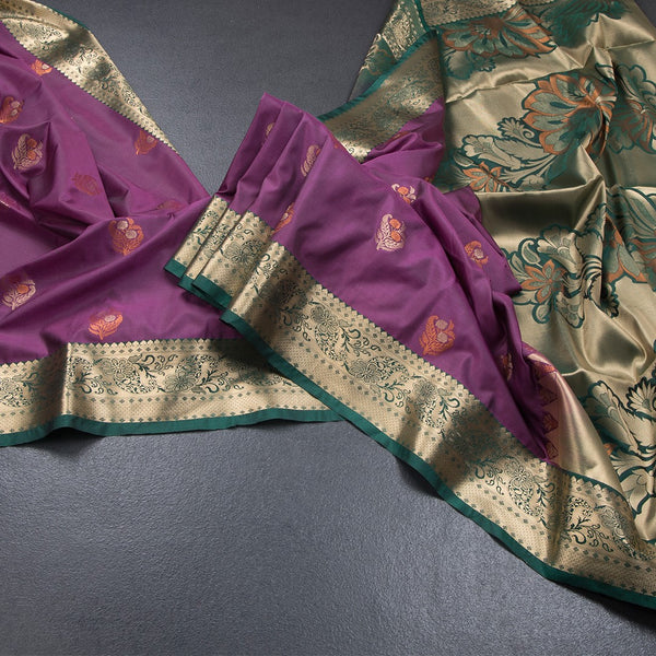 Semi Soft Silk Dark Pink Zari Worked Saree