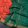 Poly Cotton Orange Thread Checked Saree And Zari Border - Kumaran Silks