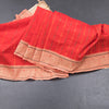 Poly Cotton Red Thread Striped Saree And Thread Border