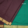 Poly Cotton Dark Brown Plain Saree And Zari Border