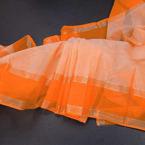 Gadwal Cotton Light Orange Zari Stripes Saree
