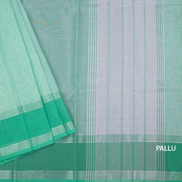 Gadwal Cotton Sea Green Zari Stripes Saree