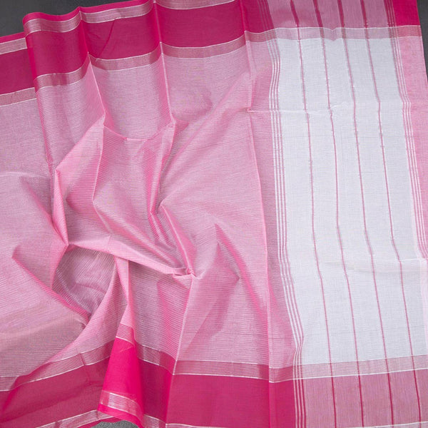 Gadwal Cotton Light Pink Zari Stripes Saree